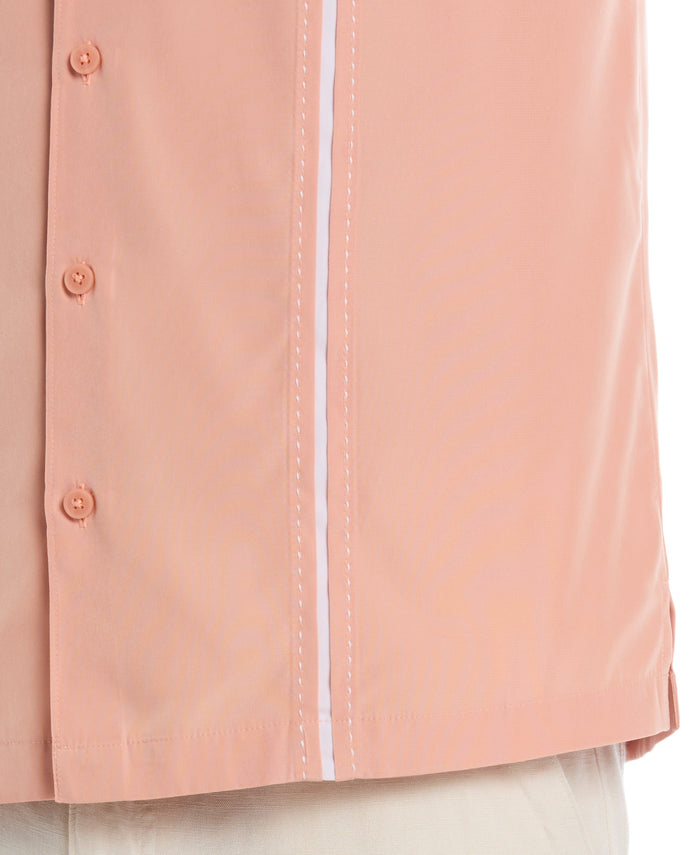 Cubavera Insert Panels Pickstitch Shirt Dusty Coral