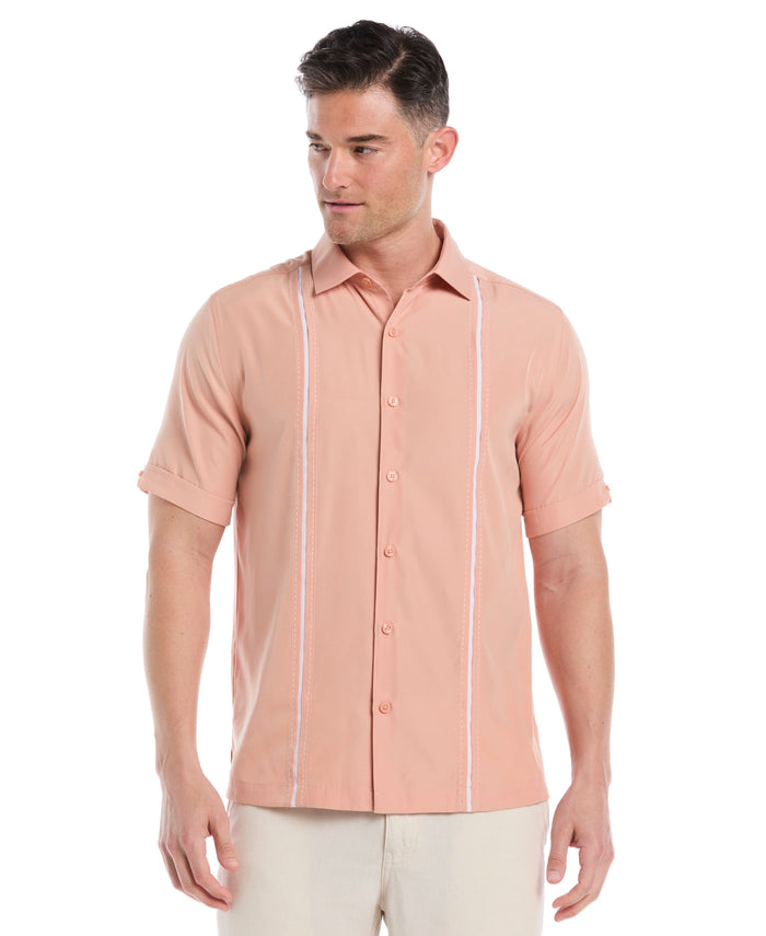 cubavera Insert Panels Pickstitch Shirt Dusty Coral