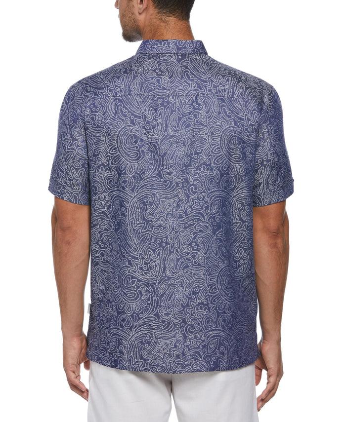 Cubavera Jacquard Abstract Floral Paisley Print Shirt Oceana