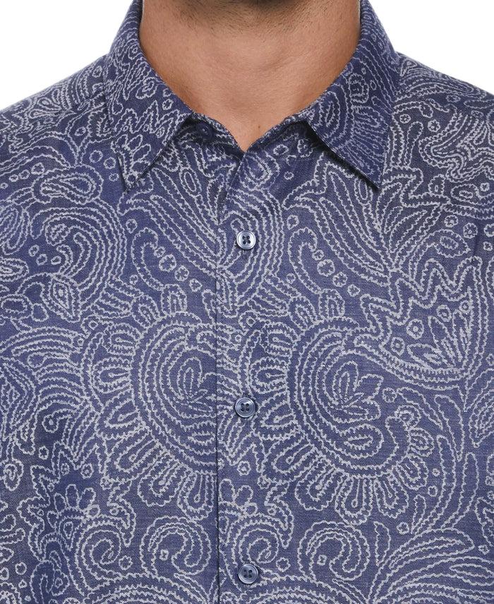 Cubavera Jacquard Abstract Floral Paisley Print Shirt Oceana