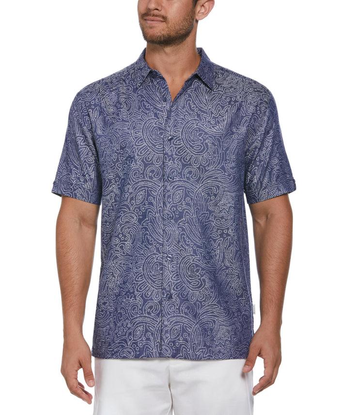 cubavera Jacquard Abstract Floral Paisley Print Shirt Oceana