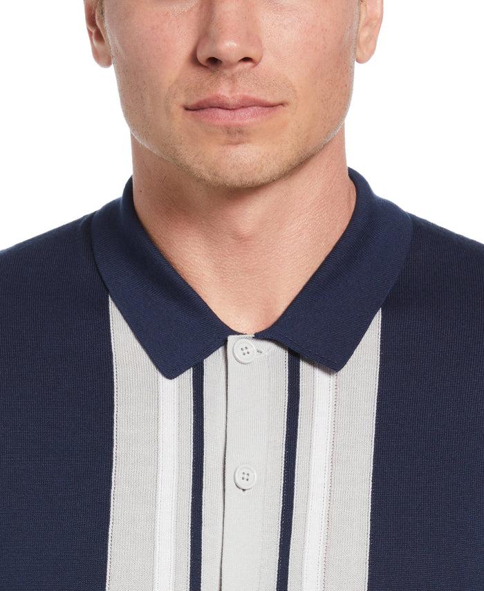 Cubavera L-Shape Color Block Knit Sweater Shirt Navy Iris