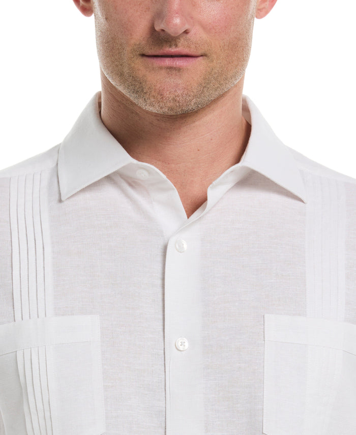 Cubavera Linen Blend 4-Pocket Guayabera Shirt Egret