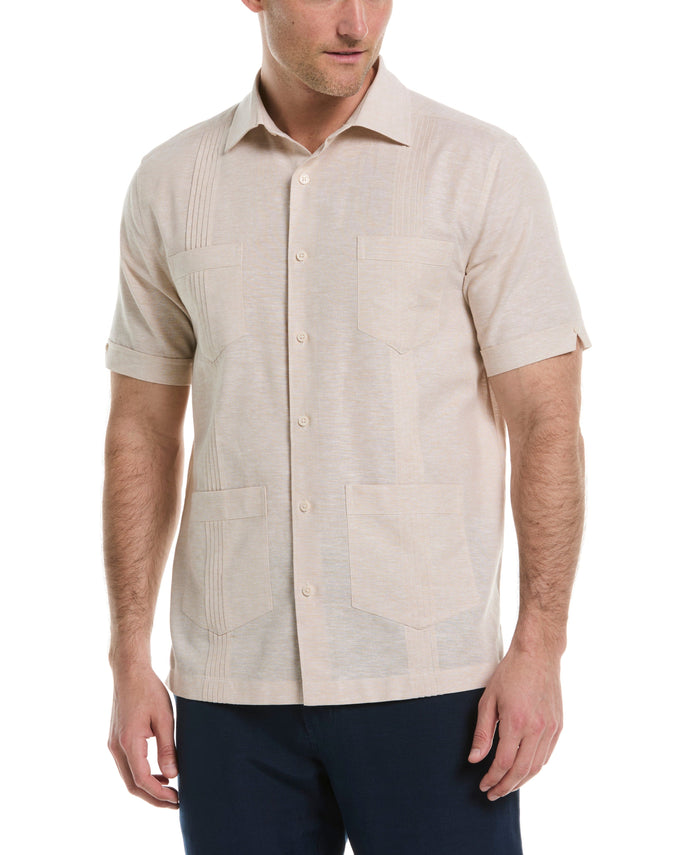 cubavera Linen Blend 4-Pocket Guayabera Shirt Irish Cream