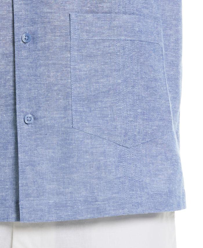 Cubavera Linen Blend 4-Pocket Guayabera Shirt True Blue