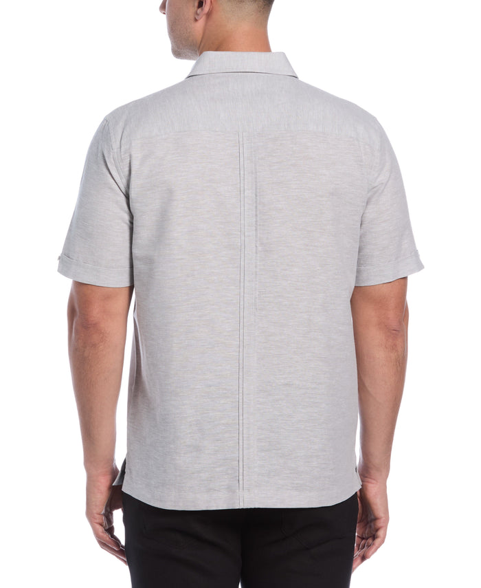 Cubavera Linen Blend 4-Pocket Guayabera Shirt Ultimate Gray