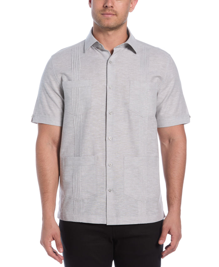 cubavera Linen Blend 4-Pocket Guayabera Shirt Ultimate Gray