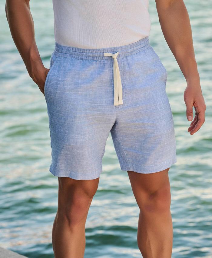 Cubavera Linen Blend 7" Cross Dyed Slub Short Ashleigh Blue