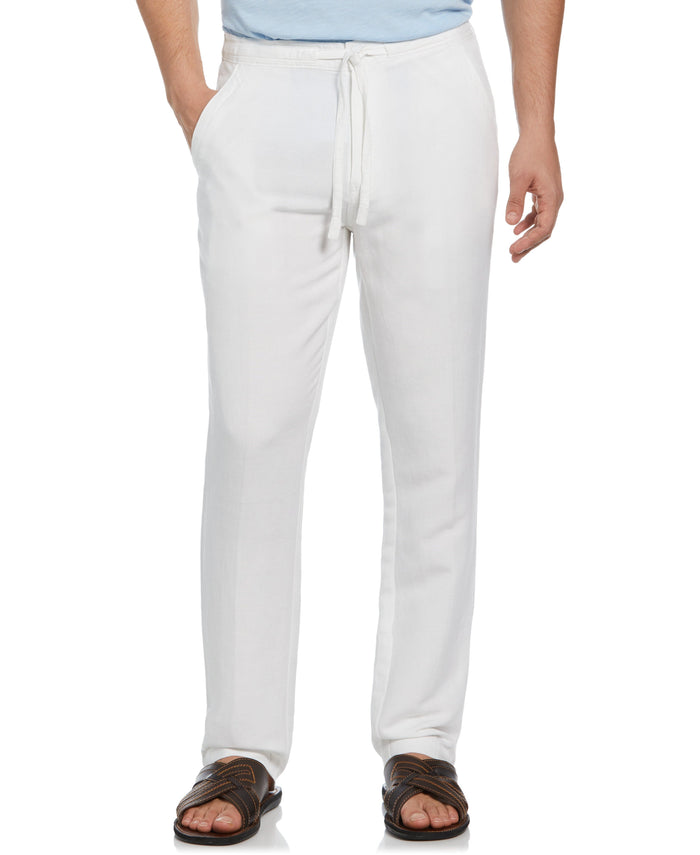 cubavera Linen-Blend Core Drawstring Pants Brilliant White