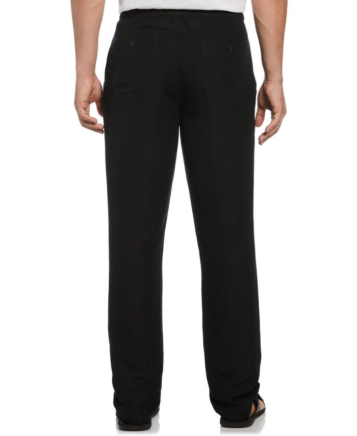 Cubavera Linen-Blend Core Drawstring Pants Jet Black