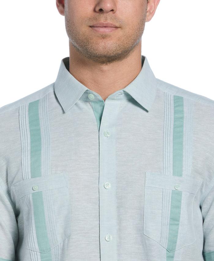 Cubavera Linen Blend Cross Dye Guayabera Shirt Blue Surf