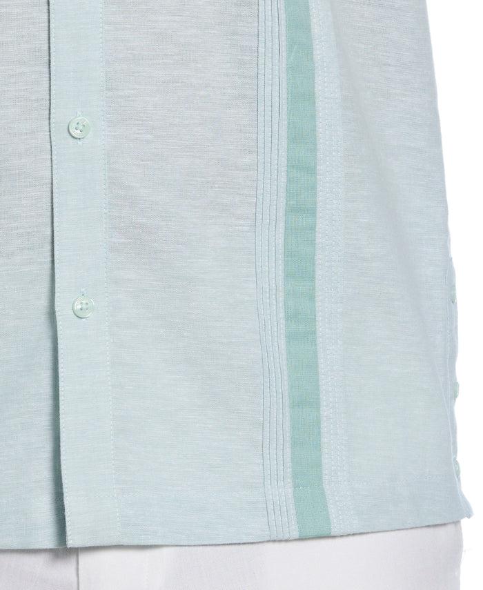 Cubavera Linen Blend Cross Dye Guayabera Shirt Blue Surf