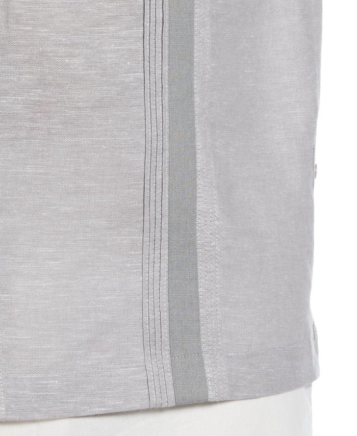 Cubavera Linen Blend Cross Dye Guayabera Shirt Sleet