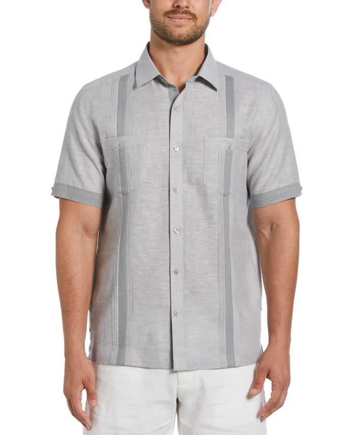 cubavera Linen Blend Cross Dye Guayabera Shirt Sleet