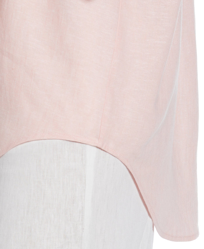 Cubavera Linen Blend Cross-Dyed Popover Shirt Silver Pink