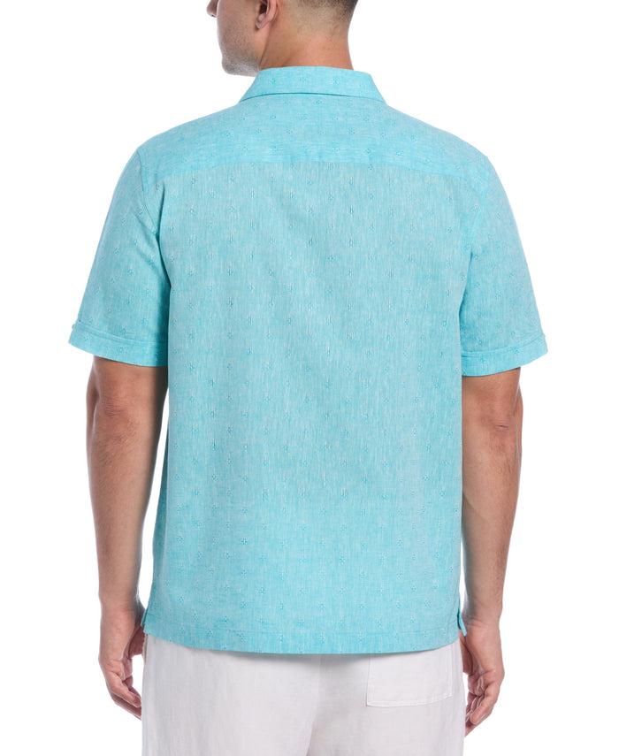 Cubavera Linen Blend Diamond Dobby Print Shirt Ceramic
