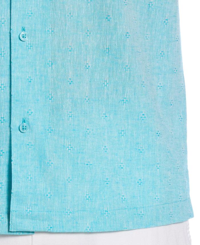 Cubavera Linen Blend Diamond Dobby Print Shirt Ceramic
