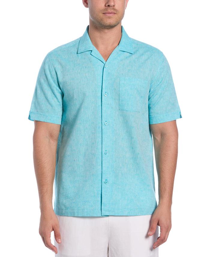 cubavera Linen Blend Diamond Dobby Print Shirt Ceramic