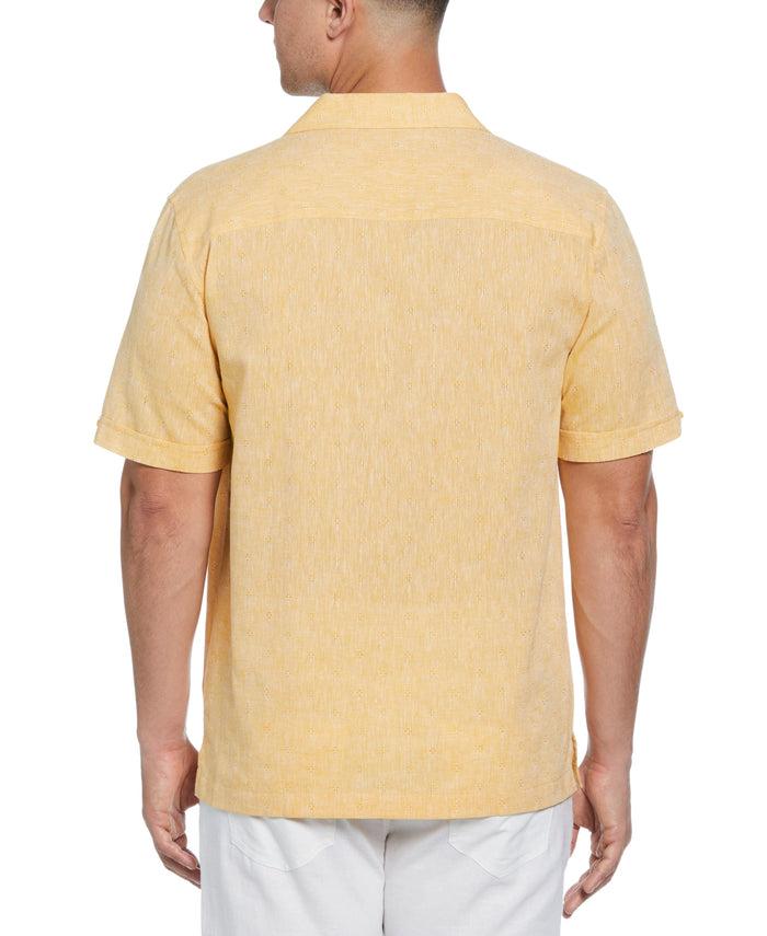 Cubavera Linen Blend Diamond Dobby Print Shirt Mango Mojito
