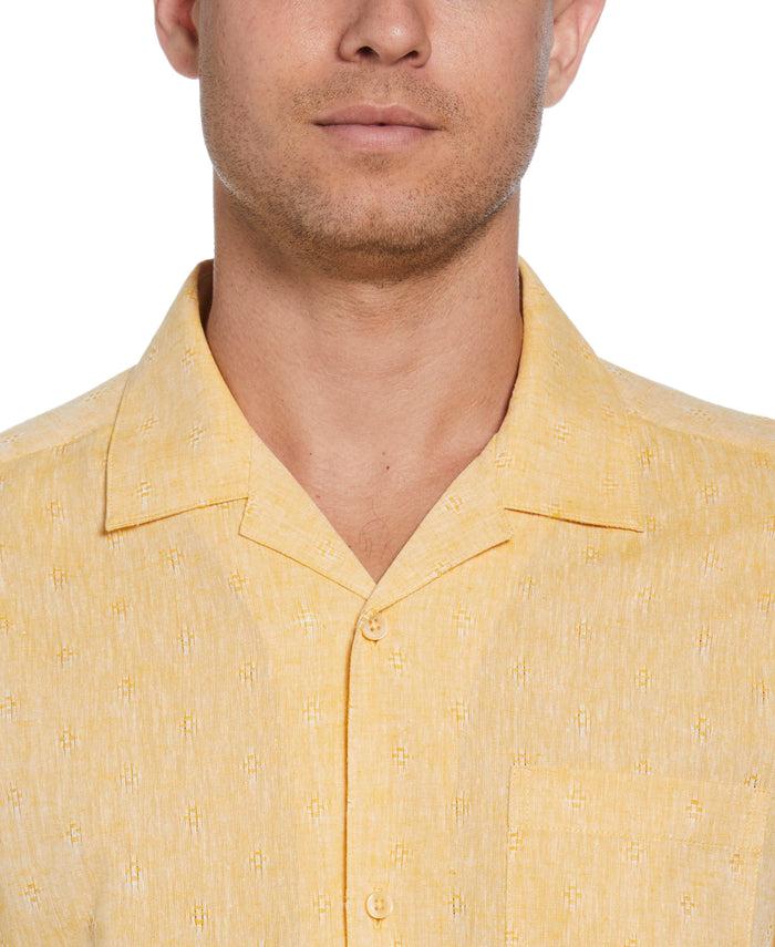 Cubavera Linen Blend Diamond Dobby Print Shirt Mango Mojito