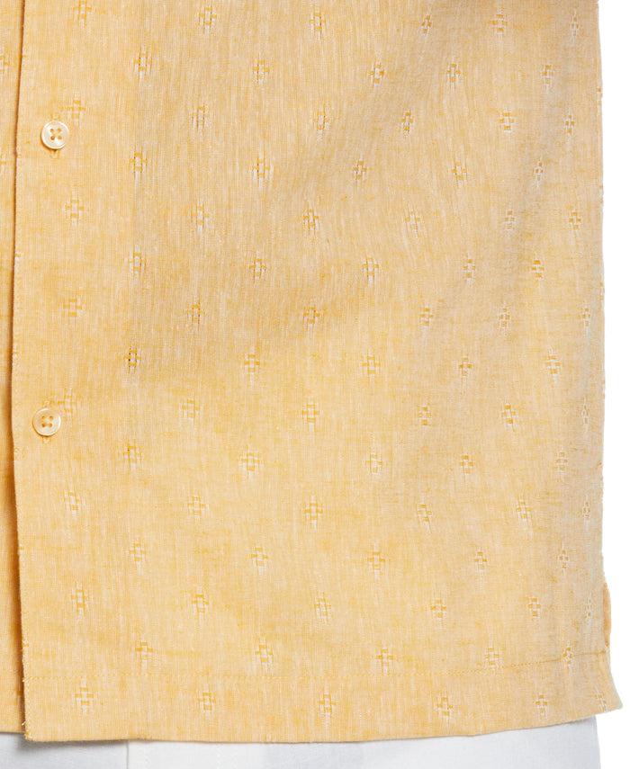 Cubavera Linen Blend Diamond Dobby Print Shirt Mango Mojito