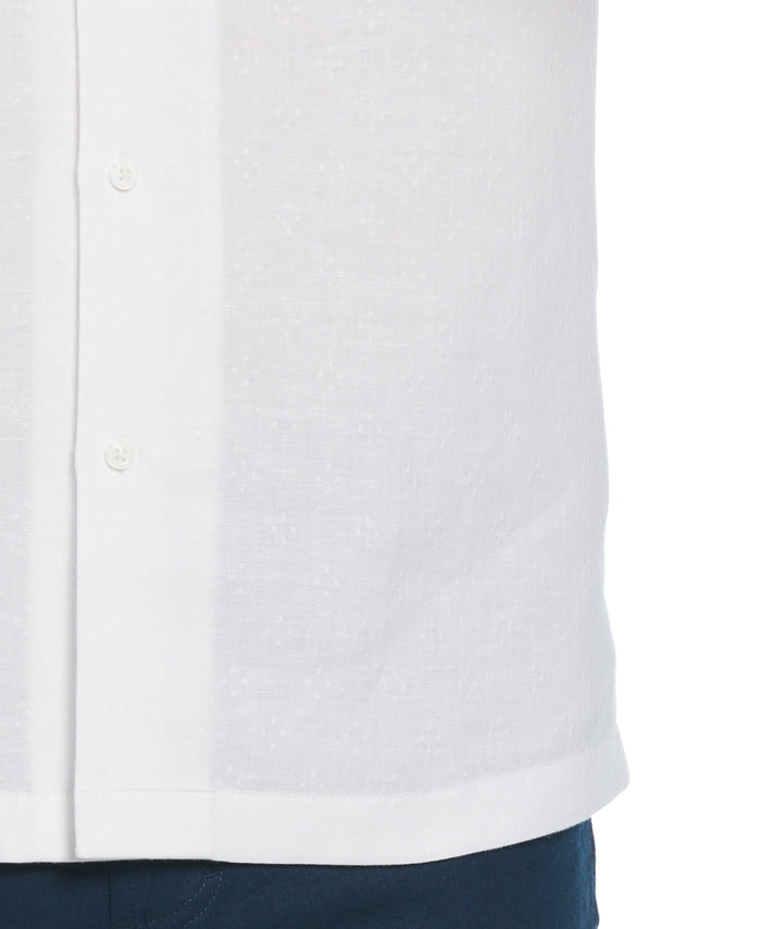 Cubavera Linen Blend Dobby Camp Collar Shirt Brilliant White