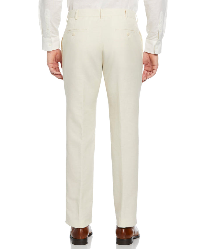 Cubavera Linen-Blend Flat Front Pant - Cream Turtledove