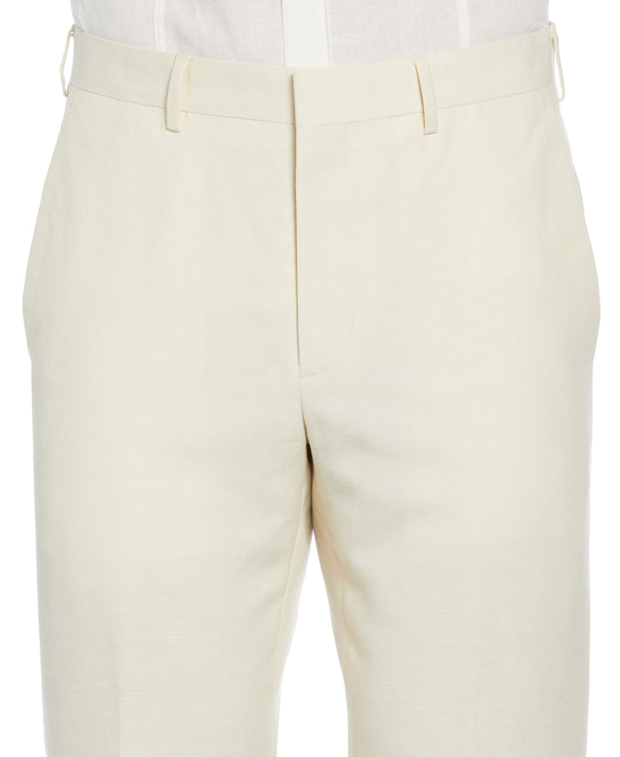 Cubavera Linen-Blend Flat Front Pant - Cream Turtledove