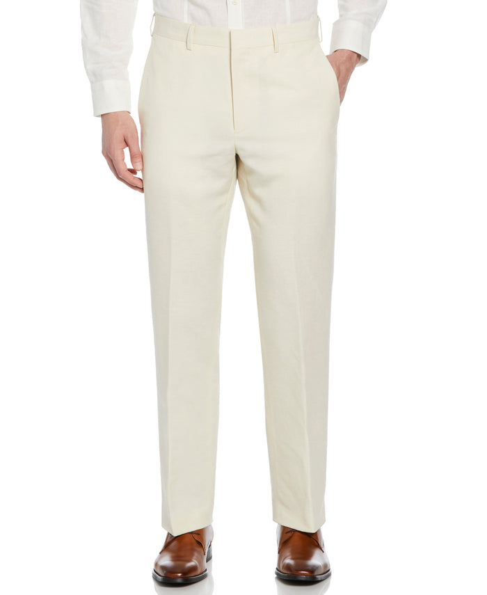 Cubavera Linen-Blend Flat Front Pant - Cream Turtledove