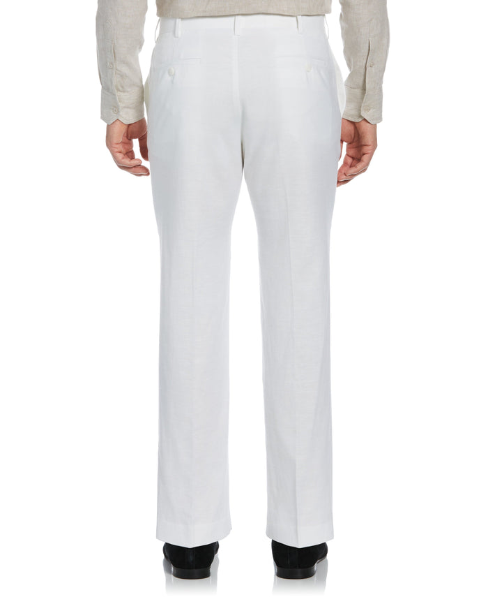 Cubavera Linen-Blend Flat Front Pant - White Bright White