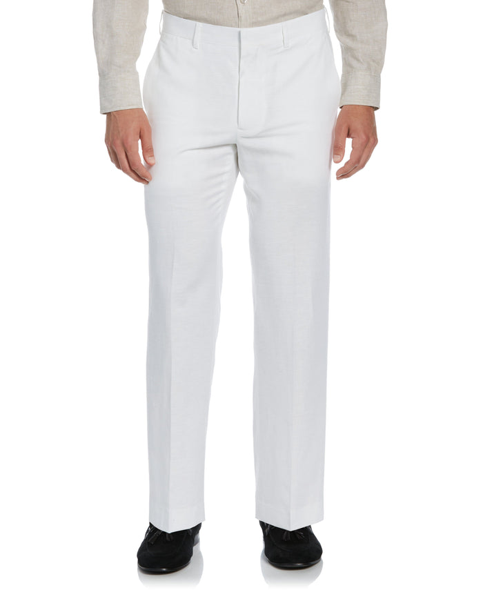 Cubavera Linen-Blend Flat Front Pant - White Bright White