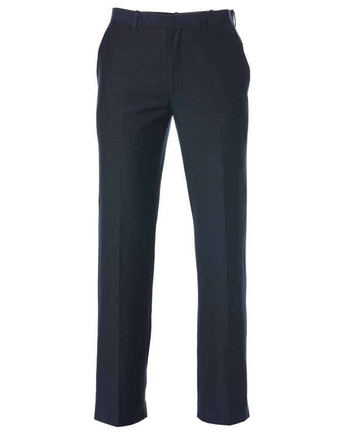 Cubavera Linen-Blend Flat Front Pants - Navy Blue Dress Blues