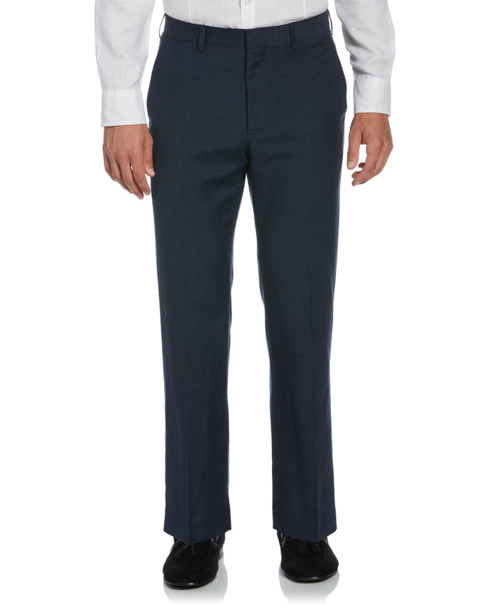 Cubavera Linen-Blend Flat Front Pants - Navy Blue Dress Blues