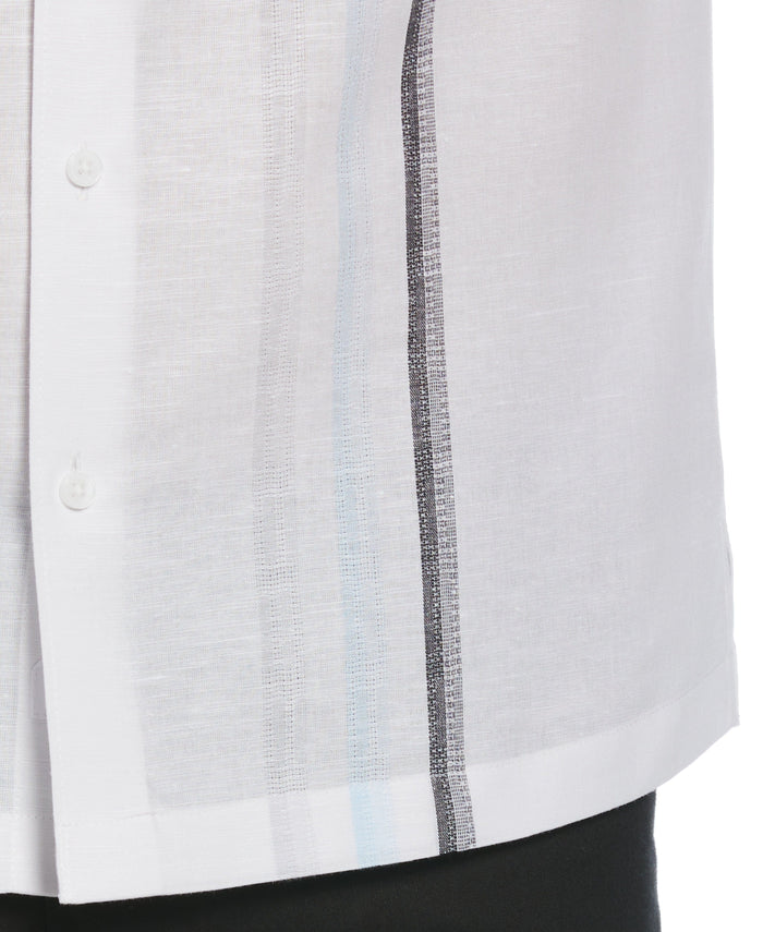 Cubavera Linen Blend Gradient Panel Shirt Brilliant White