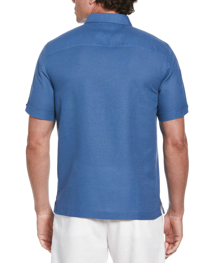 Cubavera Linen Blend Gradient Panel Shirt Dutch Blue
