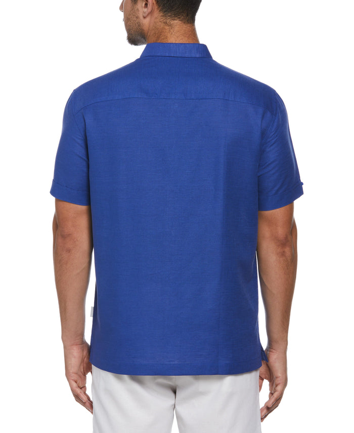 Cubavera Linen Blend L-Shape Yarn Dye Shirt Deep Ultramarine