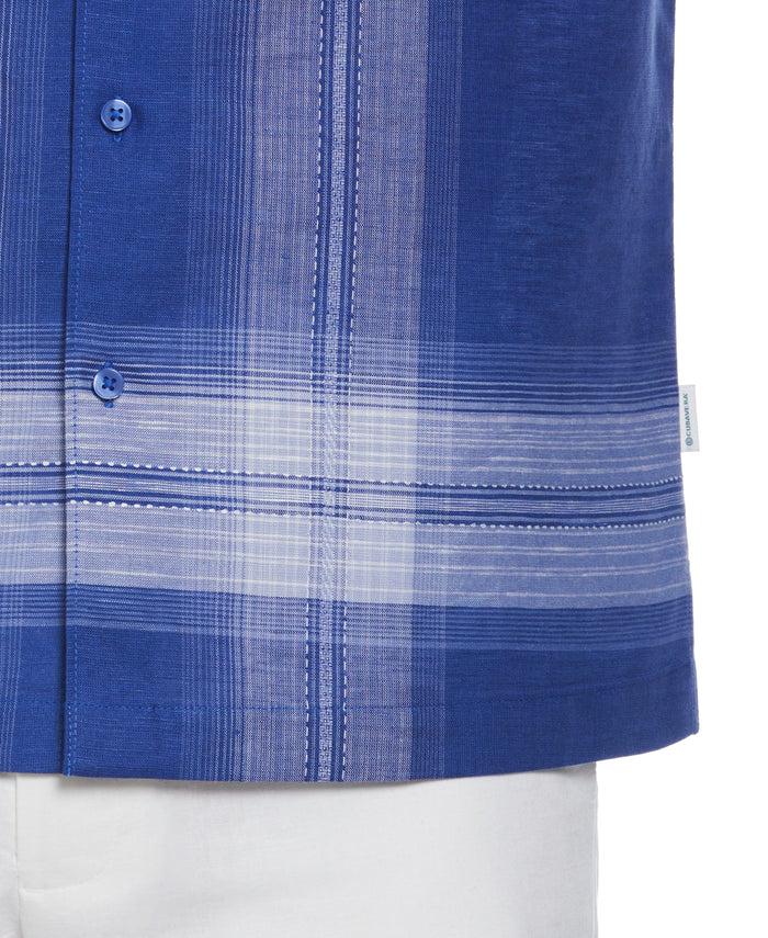 Cubavera Linen Blend L-Shape Yarn Dye Shirt Deep Ultramarine