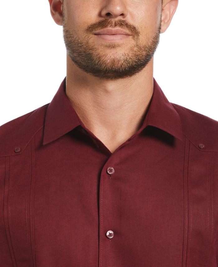Cubavera Linen Blend No-Pocket Guayabera Shirt Cabernet