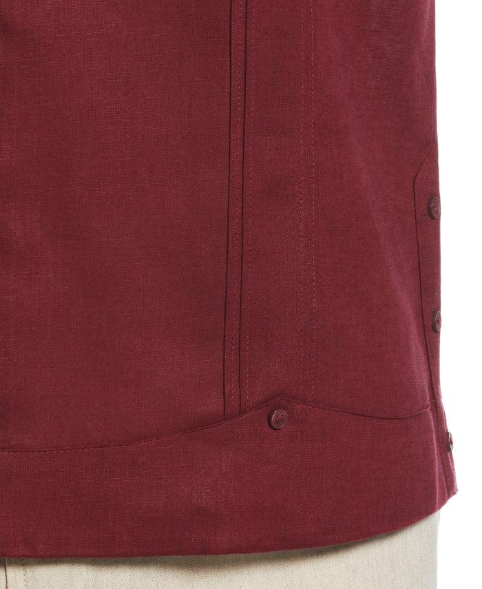 Cubavera Linen Blend No-Pocket Guayabera Shirt Cabernet