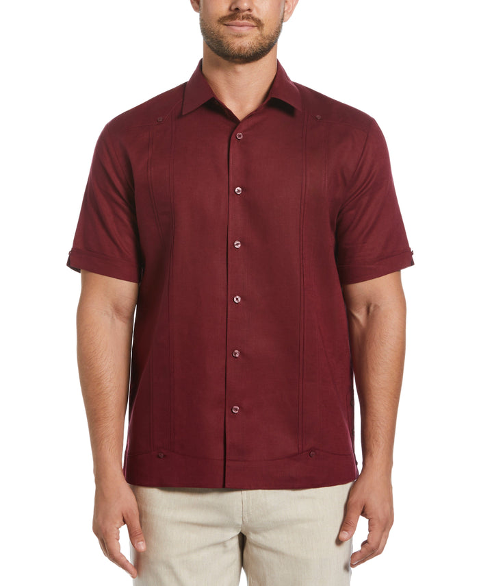 cubavera Linen Blend No-Pocket Guayabera Shirt Cabernet