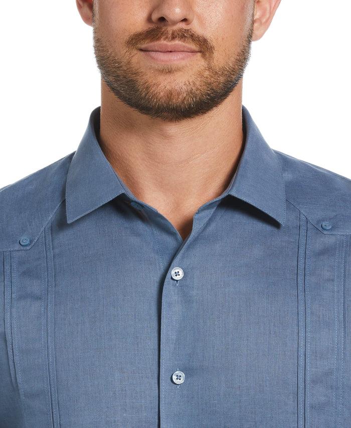 Cubavera Linen Blend No-Pocket Guayabera Shirt Captains Blue