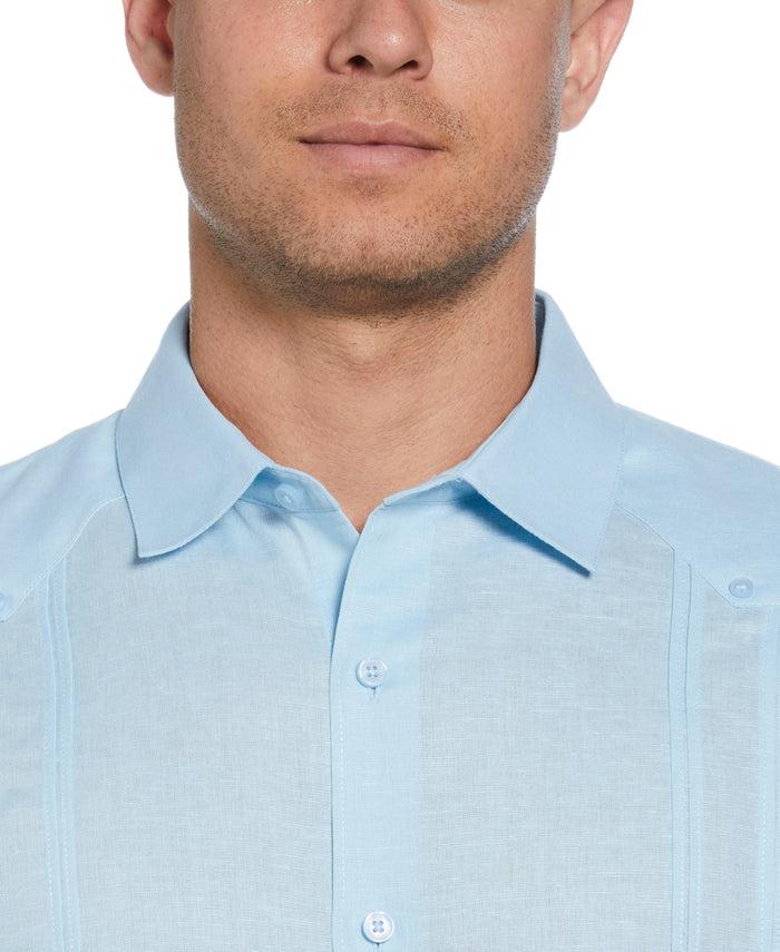 Cubavera Linen Blend No-Pocket Guayabera Shirt Dream Blue