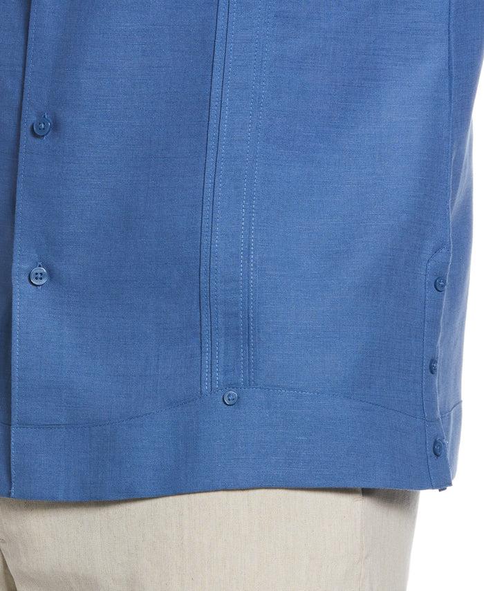 Cubavera Linen Blend No-Pocket Guayabera Shirt Federal Blue