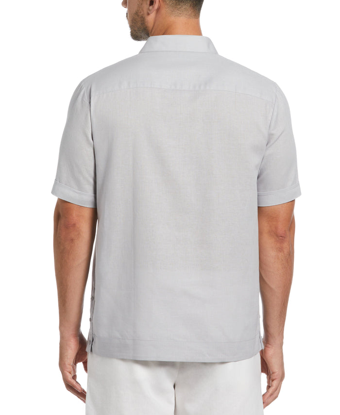 Cubavera Linen Blend No-Pocket Guayabera Shirt Micro Chip