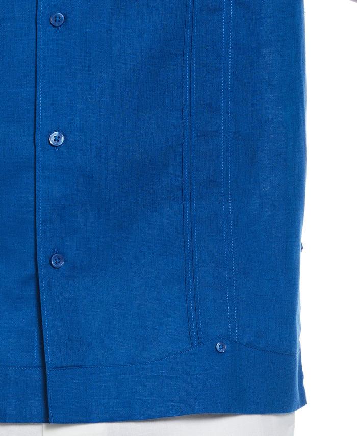 Cubavera Linen Blend No-Pocket Guayabera Shirt True Blue