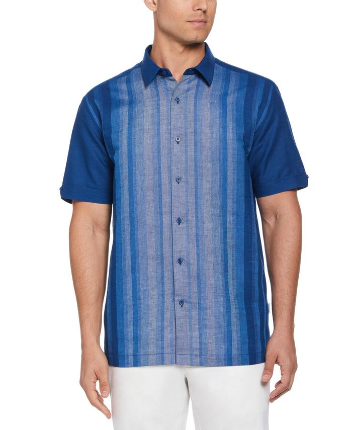 cubavera Linen Blend Ombre Stripe Shirt Blueberry Pancake