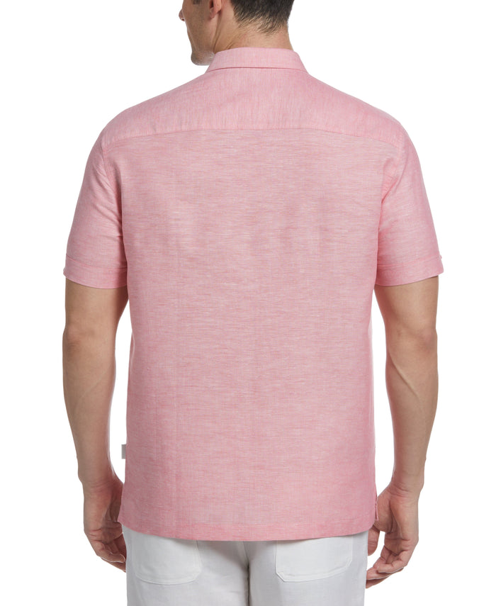 Cubavera Linen Blend Pintuck Embroidery Shirt Sun Kissed Coral