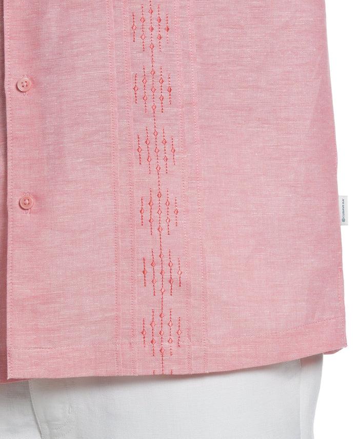 Cubavera Linen Blend Pintuck Embroidery Shirt Sun Kissed Coral