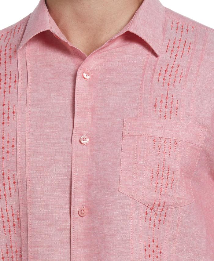 Cubavera Linen Blend Pintuck Embroidery Shirt Sun Kissed Coral