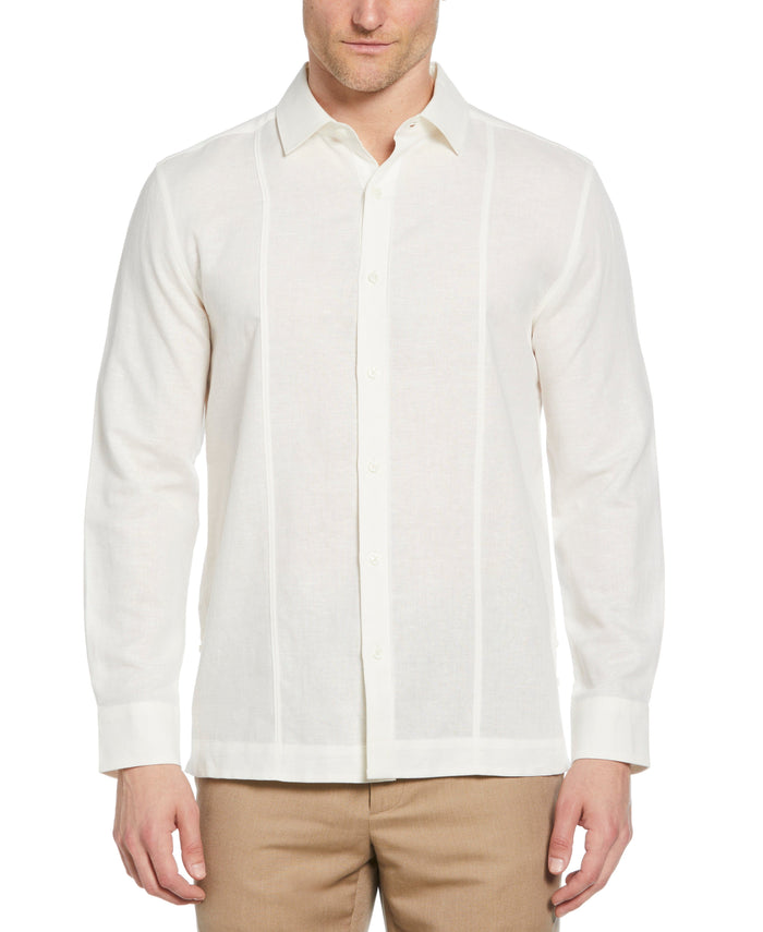 cubavera Linen-Blend Pintucks Guayabera Shirt Coconut Milk